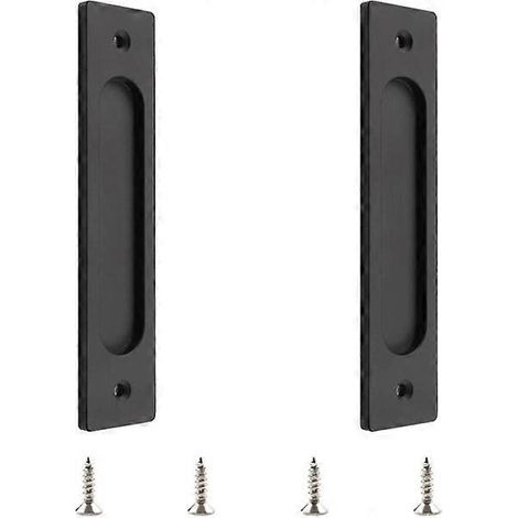 Ensemble de 2 poignées de porte coulissantes rectangulaires en acier inoxydable noir mat, 180 mm, installation facile, alliage d'aluminium durable (1/5)