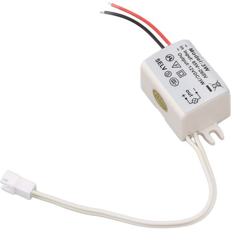 Adaptateur secteur LED DC12V 3W compact avec protection contre les surtensions pour rubans LED, ampoules LED et éclairages industriels (1/5)