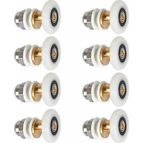 Rulli per porte doccia: set di 8 rulli di ricambio da 25 mm per porte doccia scorrevoli. (1/4)