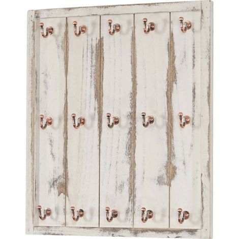 Appendibicchieri porta tazzine cucina shabby vintage Marano legno di paulonia 15 ganci bianco