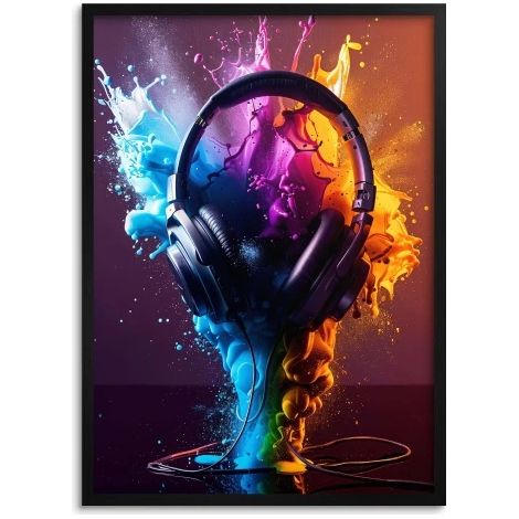Poster per ragazzi con cornice Cuffie Musica per adolescenti 50x70