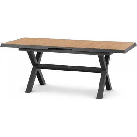 Siena Garden Sincro Dining Tisch, ausziehbar 160/200 x 100 cm - Aluminium (matt anthrazit) FSC-Teak (1/5)
