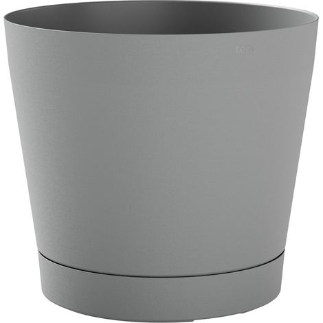 Vaso da Interno e Esterno Ø24x22cm in Polipropilene Orione 24 Fog Grey Grigio Chiaro (1/5)