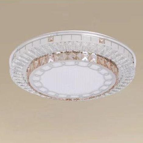 TRADE SHOP - Plafoniera Soffitto 65w ø50cm Led Design A Strati Cristalli Catena Luce Fredda 10805 - (1/3)