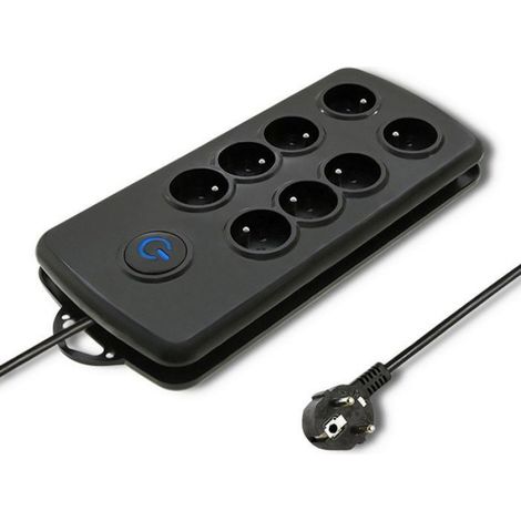 Multiprise Antiparasitage - 8 Prises - Câble 2,5 M - Interrupteur Pied Rétroéclairé Quick Switch - Boîtier PP Non Inflammable - 230 V - 16 A
