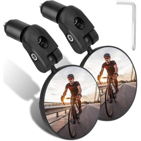 Miroirs De Vélo, Miroir Convexe pour Guidon, 360° Réglable Haute Définition Rétroviseur de Vélo pour Le vélo de Montagne Moto (2 Pièces)