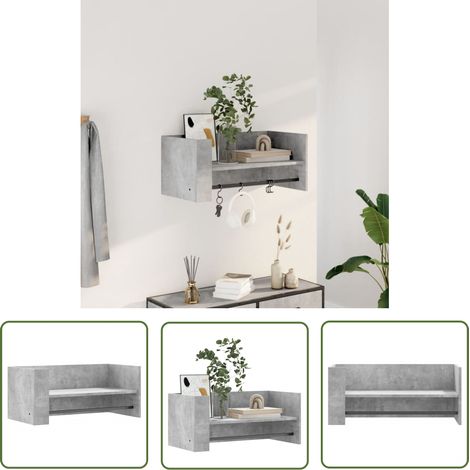 The Living Store Étagère murale gris béton 70,5x35x30,5 cm bois d'ingénierie - Étagère Murale - Étagère Flottante - Rangement Mural - Meuble De Rangement - Décoration Murale (1/5)