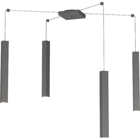 SQUARE TUBE SOSPENSIONE 4 LUCI GRIGIO ANTRACITE CAVO CM.250 CON BASE 1173-S4-GA (1/4)
