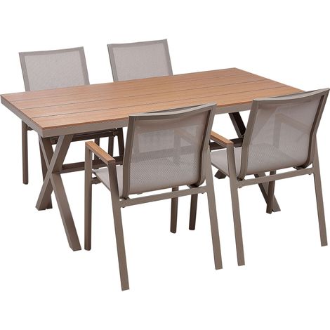 Garden Dining Set 4 Seater TIANO Metal Grey