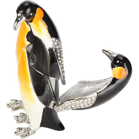 Collection de décorations de bureau pour couples de pingouins, boîte de rangement pour bijoux pingouins