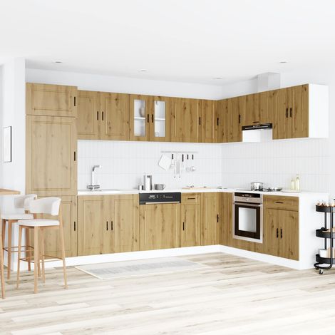 Meuble sous évier Porto 2 pcs Marron Bois d'ingénierie