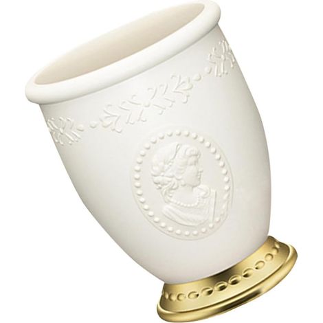 teiliger Puderbehälter mit goldener Quaste aus Kohlefaser