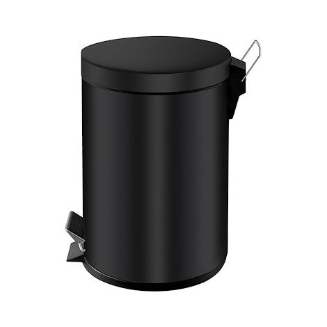 Poubelle métal noir à pédale ronde, 5 litres - Maxiburo (1/5)