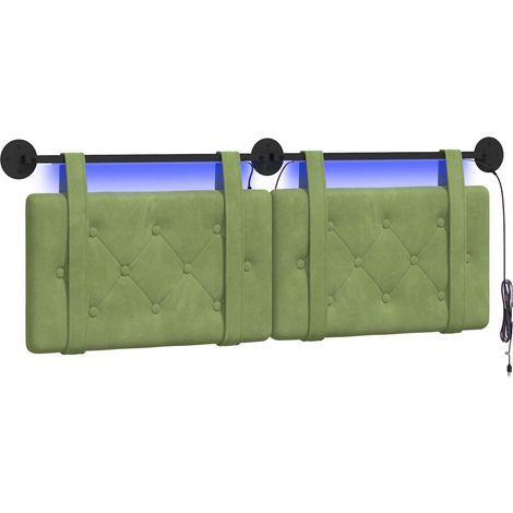 Maison Exclusive - Hängendes Kopfteil Mit LED Licht Hellgrün Samt (1/5)