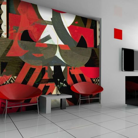 Papier Peint "Composition Artistique en Rouge" 193 x 250 cm (1/2)