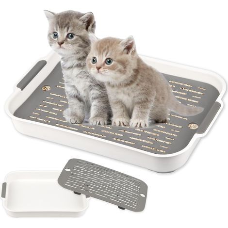 Litter Tray, Animal Toilet, 37 x 24 x 5 cm Litter Tray, Litter Tray for Small Animal Toilet, Pot Trainer Use in Cage, Tray with Grid for Hamster (1/5)