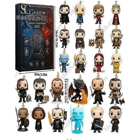 Calendrier de l'Avent Game of Thrones 2025, décoration de Noël avec pendentifs surprises en acrylique