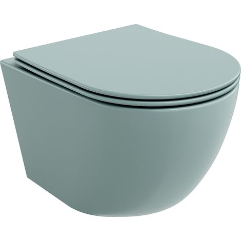 Mexen Lena wc sospeso senza bordo con sedile a chiusura rallentata slim, duroplast, verde chiaro opaco - 30224048 (1/5)