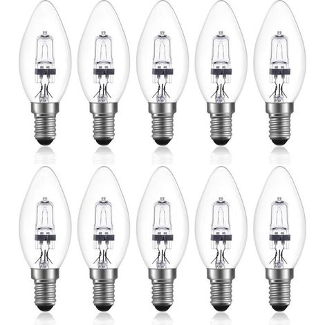 Ampoule halogène 42 W E14 C35 à intensité variable, AC 220-240 V, blanc chaud 2700 K, ampoule halogène transparente E14 (lot de 10) (1/3)