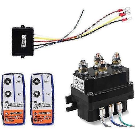 Compatible avec le contacteur de commande à distance de treuil 12 V 250 A, le relais électromagnétique de commande de treuil et le kit de double commande à distance pour voitures, motos et véhicules t (1/5)