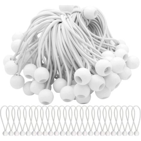 Lot de 50 tendeurs élastiques, cordons élastiques avec boules, élastiques, boules élastiques pour auvents, tentes, bannières et bâches (FMY)