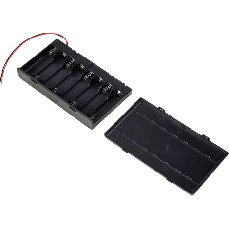 TRU COMPONENTS TC-13220648 Support de pile 8x LR6 (AA) raccordement par fils (L x l x H) 127 x 71 x 19 mm Y739853 (1/2)