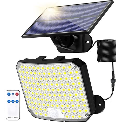 LEMROE Lampes solaires pour l'extérieur détecteur de mouvement solaire LED avec télécommande lumière jardin étanche 118 IP65 (1/5)