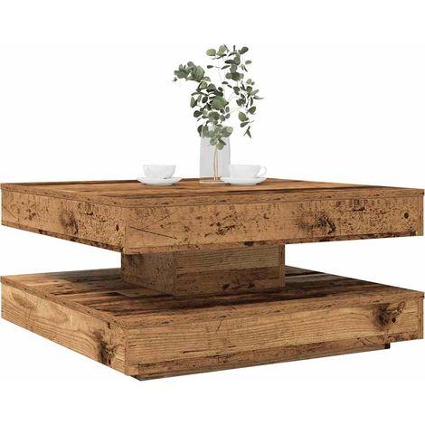 Couchtisch 360-Grad Drehbar Altholz-Optik 70x70x34,5 cm