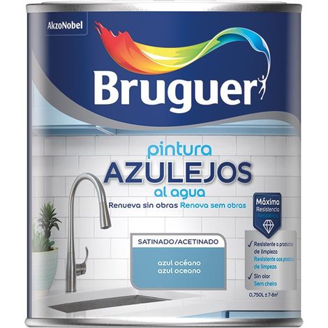 Peinture pour carrelage à l'eau satinée bleu océan 750 ml