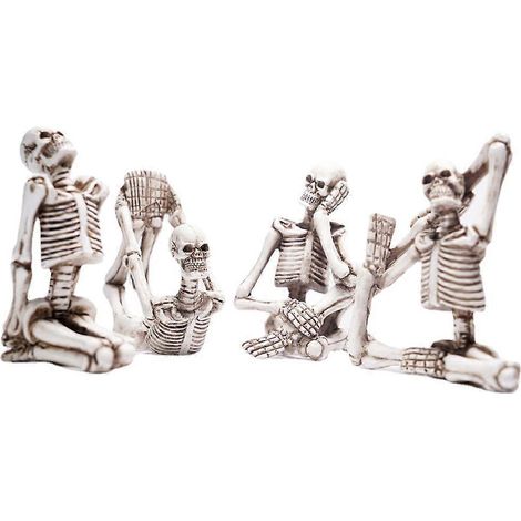 Gothic-Skelett-Statue, 4-teilig, 8,9 cm hoch, Halloween-Dekoration, Skelettfiguren