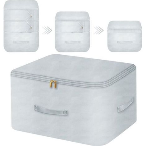 Kompakte Aufbewahrungstasche – XL – 54 x 42 x 60 cm – Grau – Verstärkter Griff – Öffnung oben (1/4)