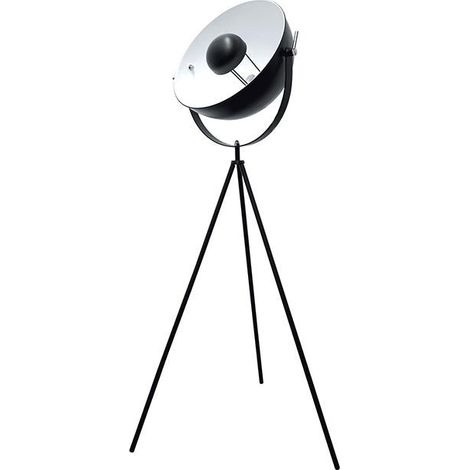Lampadaire Trépied Projecteur en Métal 145cm - Noir Blanc - SILUMEN (1/5)