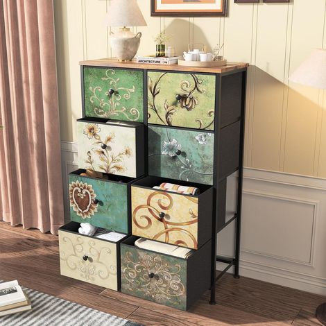 Retro Kommode mit 8 Schubladen, Vintage Sideboard mit Metallrahmen (1/5)