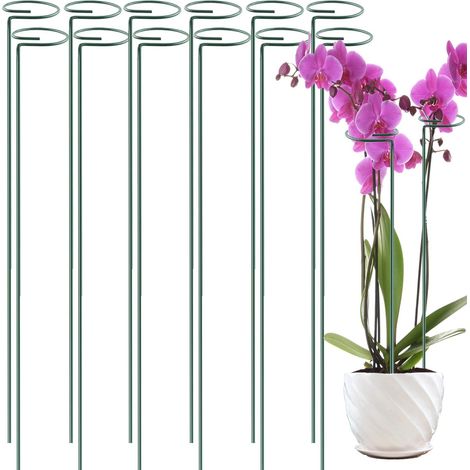 Lot de 12 tuteurs de plantes 36 pouces, anneau de support en acier pour tige, orchidée, glaïeul, iris, dahlia, rose et lys (1/5)