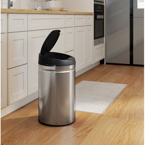Pattumiera con sensore 30 L in acciaio inox argentato con chiusura soft, senza contatto (1/5)