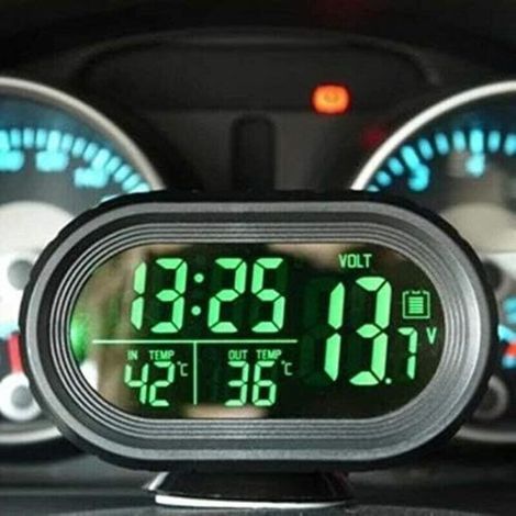 Termómetro y voltímetro digital 3 en 1 para coche con pantalla LCD y LED (1/3)