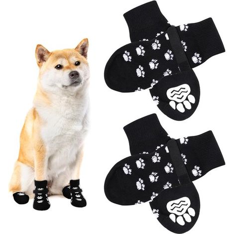 Chaussettes antidérapantes pour chien VVGoods avec sangle ajustable, pour les promenades intérieures et extérieures, taille moyenne (1/5)