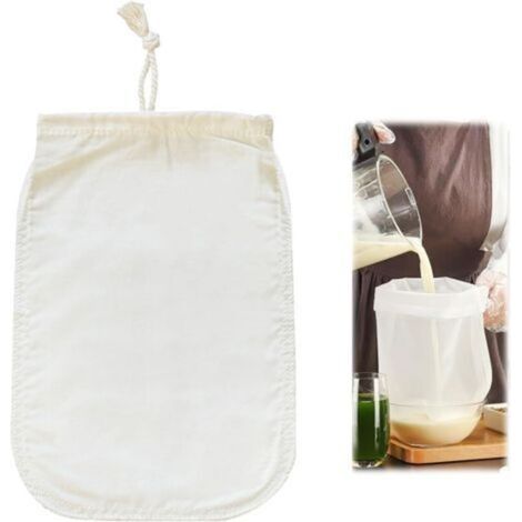 Bio-Hanfmilchbeutel – Wiederverwendbarer Filter für Mandel-, Soja- und Haselnussmilch – Umweltfreundlicher Beutel mit Kordelzug für frische, pflanzliche Getränke – 100 % vegan, 30 x 20 cm (1/4)