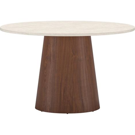 Table à Manger Ronde "Lanzi" 120cm Beige & Marron