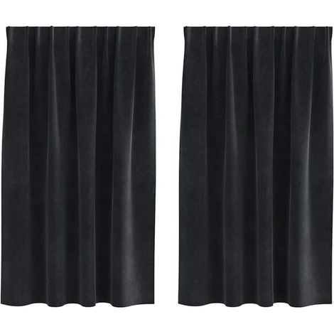 Rideaux occultants, ensemble de 2 pièces, noirs, 140 x 140 cm, matière velours. (1/5)
