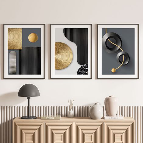 Lot de 3 Affiches / Posters Triptyque - Design - 3 Affiches - 70x100 cm (Cadres non fournis) - Photo pleine page (1/5)