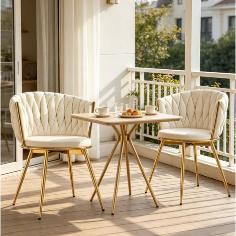 MEUBLIV Drehbarer Esszimmerstuhl Beige, gepolsterte Rückenlehne, 2er-Set (1/5)