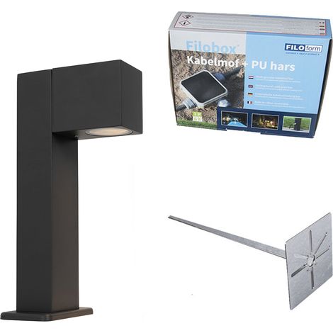 QAZQA Palo da terrazza baleno - Industriale - Alluminio,Vetro - Grigio scuro - Oblungo Max. 1 x Watt