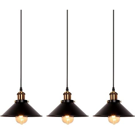 luminaires suspendus industriels rétro fer noir (1/5)