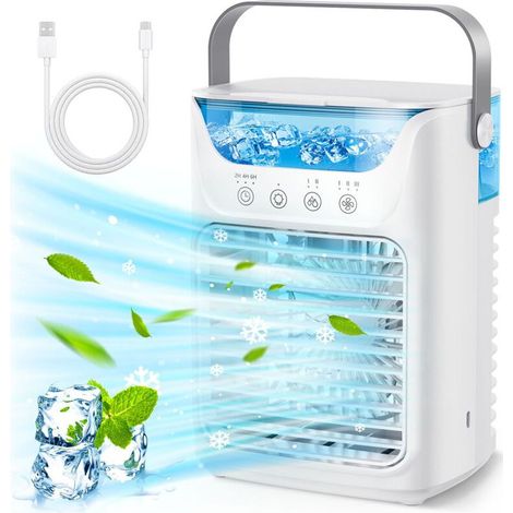4-in-1-Gerät: Tragbarer Ventilator, Klimaanlage, Luftkühler und 700-ml-Luftbefeuchter mit Kaltnebel, leiser Betrieb fürs Büro – KZQ (1/4)