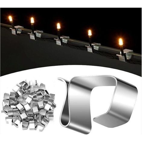 Lot de 50 crochets de gouttière pour guirlandes lumineuses de Noël, clips décoratifs pour guirlandes lumineuses, accessoires de montage pour guirlandes lumineuses de Noël (1/5)