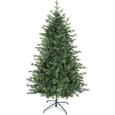 Árbol de Navidad artificial verde con ramas realistas, equipado con soporte metálico y fácil de montar para interior (1/5)