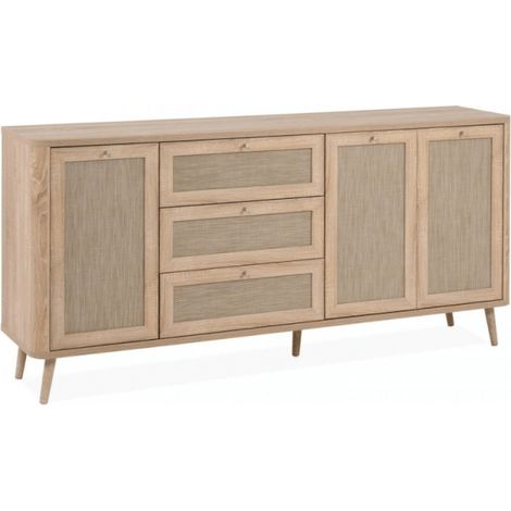 Madia KUTA51A rovere sonoma 3 cassetti e 3 ante effetto rafia EFFEZ
