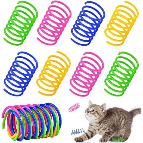12Pcs Jouets de Printemps pour Chats, Coloré Jouet Ressorts Chat, Jouets de Ressorts en Spirale en Plastique Interactif Chat (1/4)