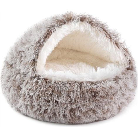 Lit pour chat, ressentie, Demi-sachet rond chaud, couleur curry